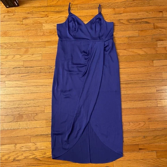 Express Satin Faux Wrap Maxi/Midi Dress - Picture 2 of 15